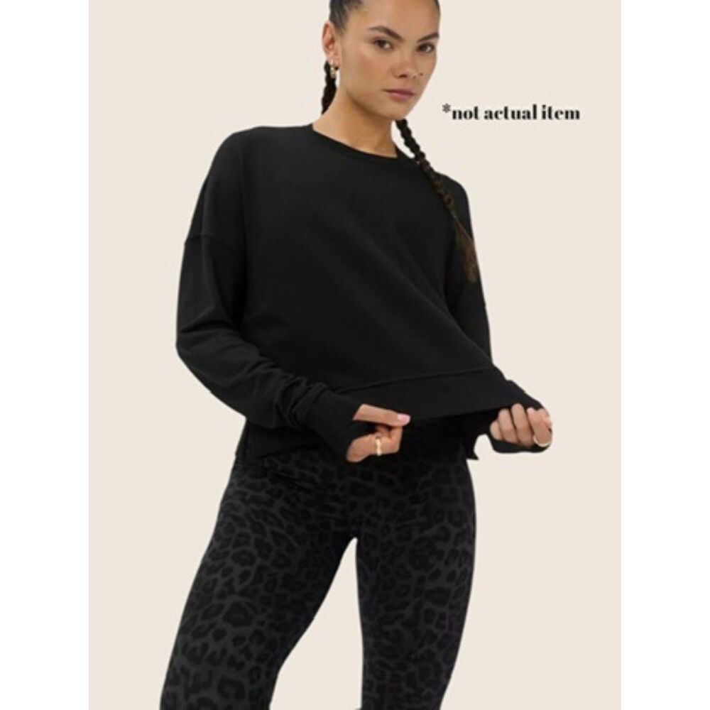 🖤 SWEATY BETTY AFTER CLASS CROP SWEATSHIRT THUMB HOLES BLACK XL